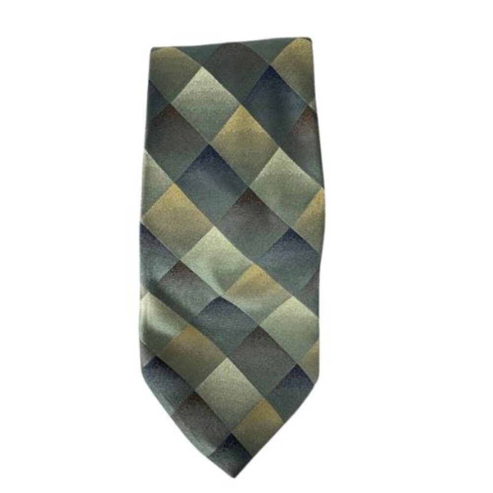 Zylos George Machado Tie - Muted Colours Diagonal Check Pattern - 100% Silk